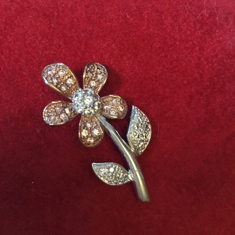 Sterling Silver Petal Two-Tone Crystals Pendant